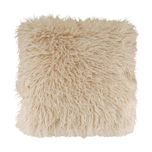 Visuel 1 du produit Coussin carré en fausse fourrure crème - 45 x 45 cm