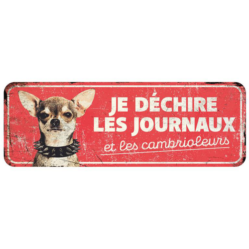 Visuel 1 du produit Panneau d'avertissement chihuahua coloris rouge en métal galvanisé D&D Home - 40 x 13 x 0,3 cm