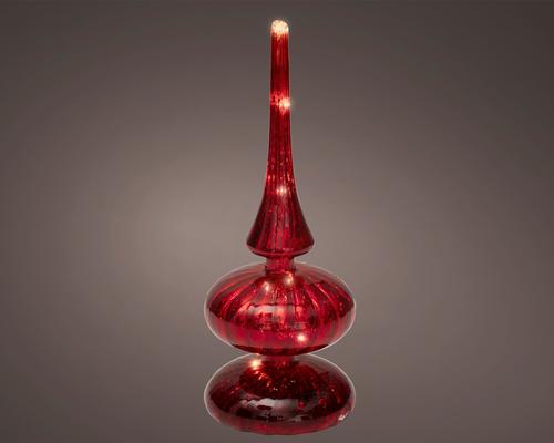 Visuel 1 du produit Cimier décoratif à poser en verre rouge à LED blanc chaud - Ø 9 x H 23 cm