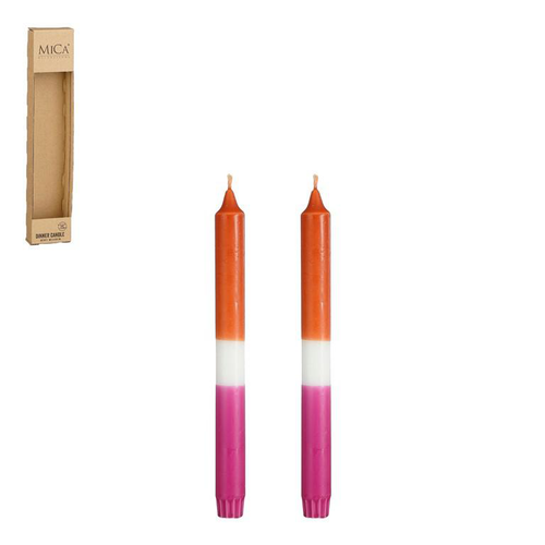 Visuel 1 du produit Ensemble de 2 bougies flambeau dipdye orange - Ø 2,2 x H 25 cm
