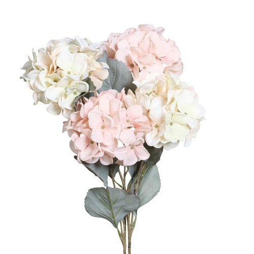 Visuel 1 du produit Branche artificielle hortensia avec 2 têtes coloris rose - 64 cm