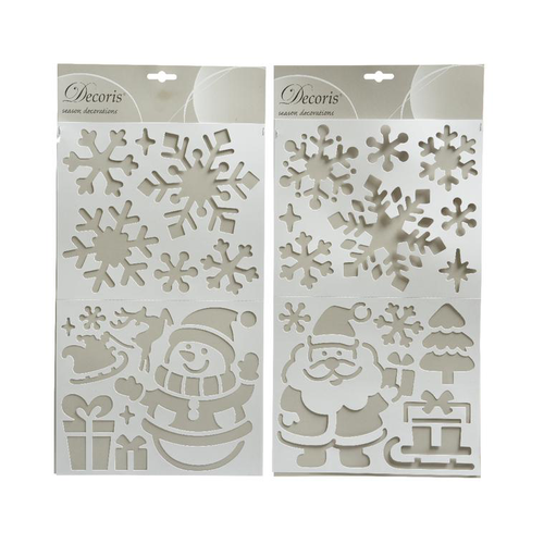 Lot De 12 Pochoirs Noël Réutilisables - Flocons, Sapin, Père Noël, 13x13 Cm, En Plastique PP, Pour Fenêtres Et Cartes