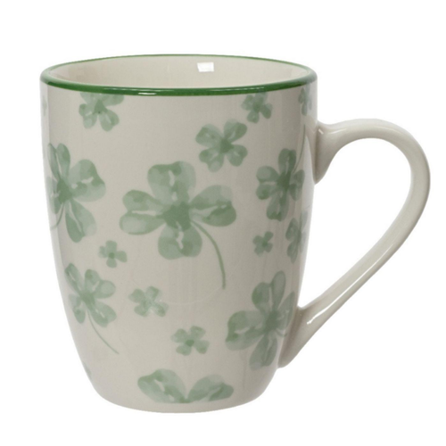 Visuel 1 du produit Mug trèfle coloris vert en porcelaine - 11,7 x 8,2 x 10 cm
