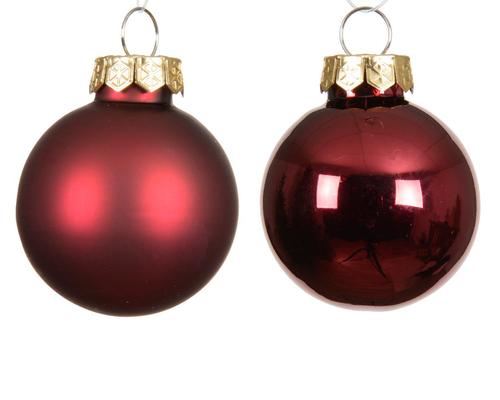 Visuel 1 du produit Ensemble de 20 boules en verre brillant et mat bordeaux - Ø 6 cm