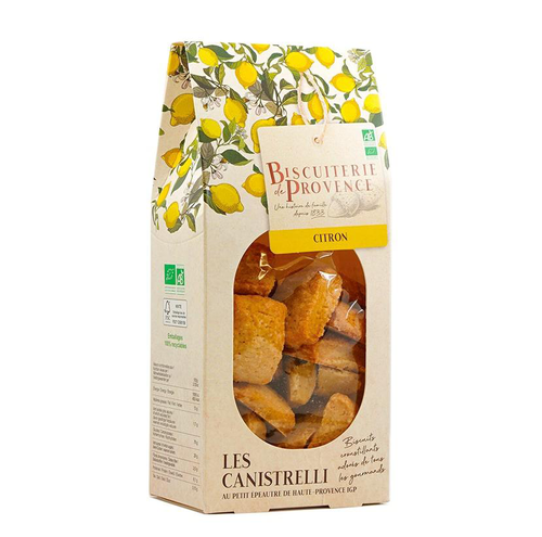 Visuel 1 du produit Canistrelli au citron bio Biscuiterie de Provence - 180 g