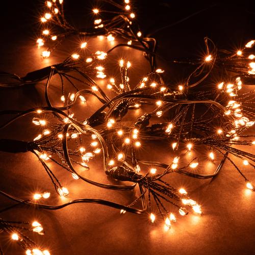 Visuel 1 du produit Guirlande lumineuse de Noël bouquets micro LED cuivre câble noir intérieur - L 4,5 m x Ø 11 cm