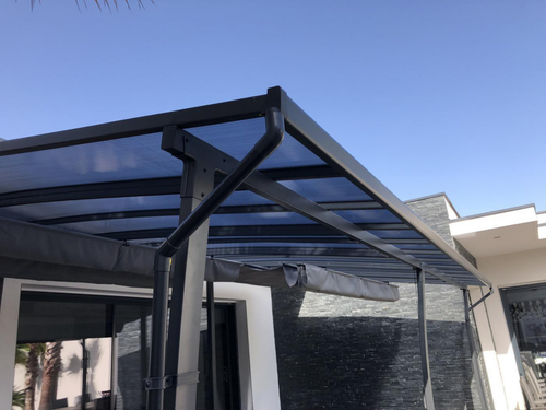 Visuel 3 du produit Pergola adossée polycarbonate, acier, aluminium COULEURS DU MONDE - modèle Stockholm - 3,5x6m