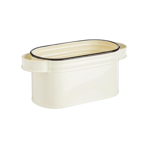 Visuel 1 du produit Panier ovale de conservation en tôle galvanisée ivoire - 21 x 11,5 x 11,5 cm