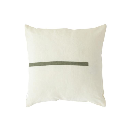 Visuel 1 du produit Coussin carré en coton blanc décor ligne verte - 40 x 40 cm