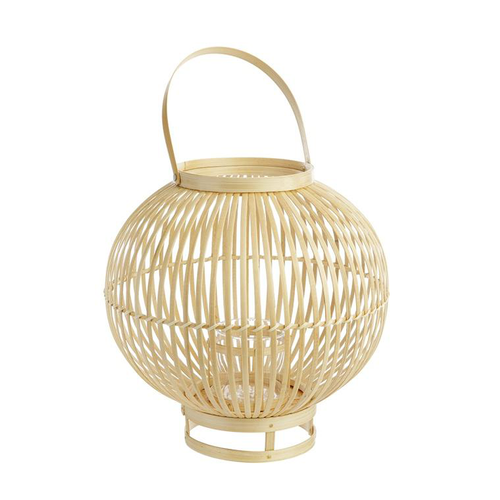 Visuel 1 du produit Lanterne ronde sur pied coloris bois en bambou - 35 x 35 x 35 cm