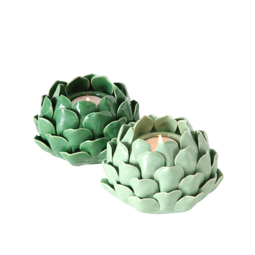 Visuel 1 du produit Bougeoir chauffe-plat vert en céramique Maleva - Ø 14 x H 9 cm