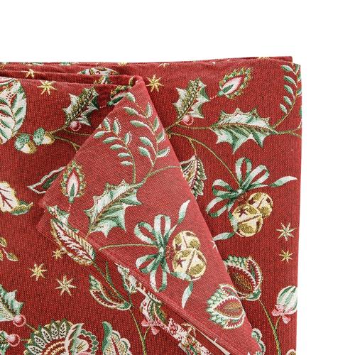Visuel 2 du produit Nappe en coton et polyéthylène bordeaux à motifs de Noël Asana - 250 x 150 cm