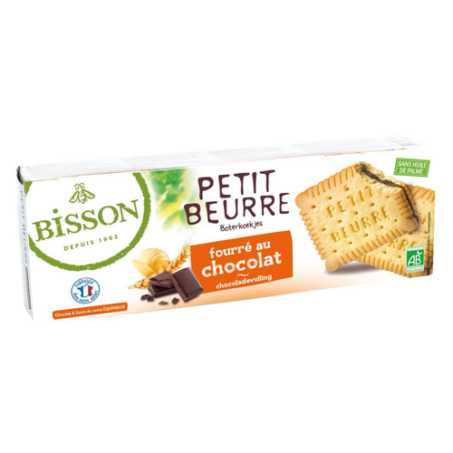Visuel 1 du produit Biscuits bio petit beurre fourré au chocolat en sachet fraîcheur Bisson - 197 g