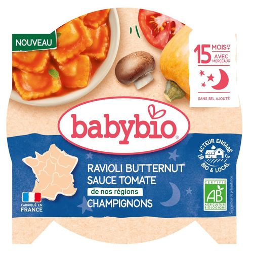 Visuel 1 du produit Ravioli butternut sauce tomates et champignons Baby bio - 190 g