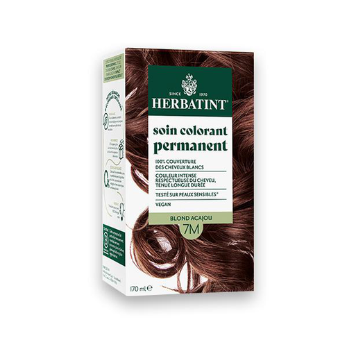 Visuel 1 du produit Coloration permanente pour cheveux blond acajou 7M aux extraits végétaux biologiques vegan Herbatint - 170 ml