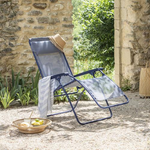 Visuel 4 du produit Fauteuil relax en acier et toile bleu Lafuma R Clip Colorblock - 68 x 88 x 115 cm