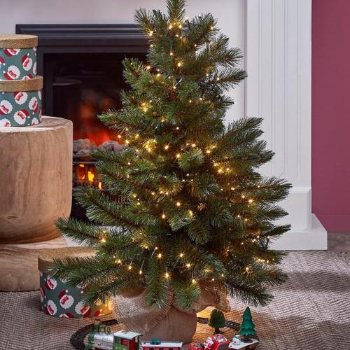 Visuel 4 du produit Sapin de Noël artificiel coloris vert avec toile de jute Forest Frosted - 90 cm