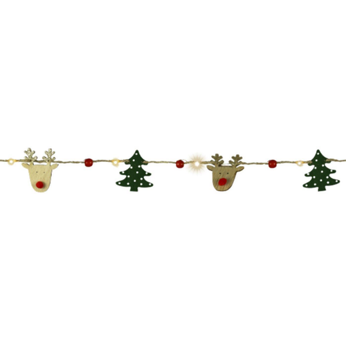 Visuel 1 du produit Guirlande décorative renne & sapin micro LED blanc chaud coloris blanc - 2 m