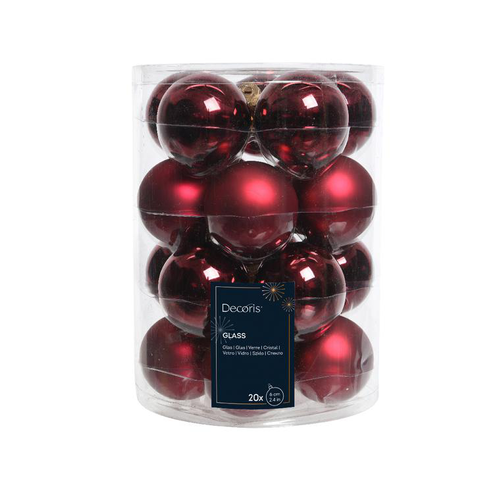 Visuel 1 du produit Boîte de 20 boules en verre rouge Kaemingk - Ø 6 cm