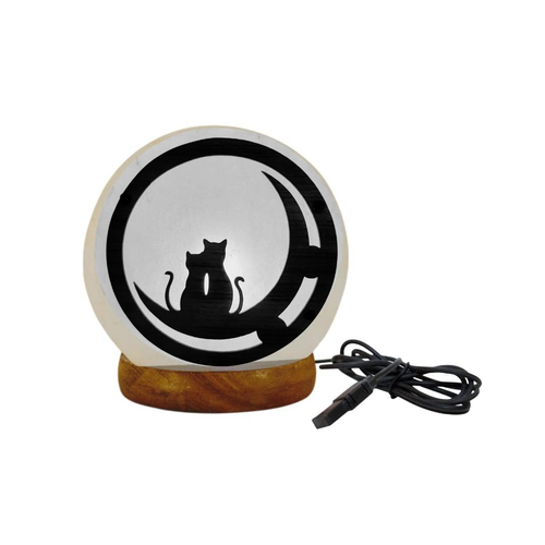 Visuel 1 du produit Lampe USB chats coloris blanc au sel d'Himalaya Idea For Project - 700 g