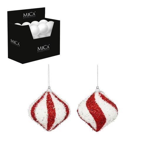 Visuel 1 du produit Ensemble de 24 ornements oignon en plastique rouge et blanc - Ø 8 x H 9 cm