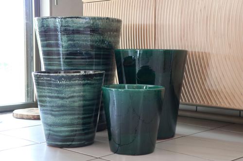 Visuel 1 du produit Pot en terre cuite émaillée vert Jade Les Poteries d’Albi Sydney - Ø 25 x H 29 cm