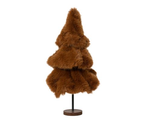 Visuel 1 du produit Sapin décoratif en fourrure artificielle chocolat - Ø 33 x H 60 cm