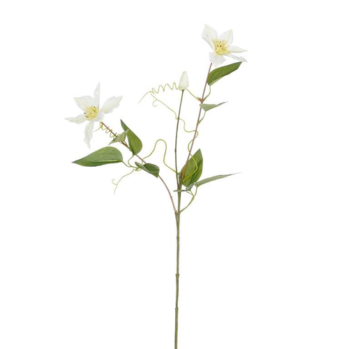 Visuel 1 du produit Tige de clématite artificielle en plastique recyclé blanche - 71 cm