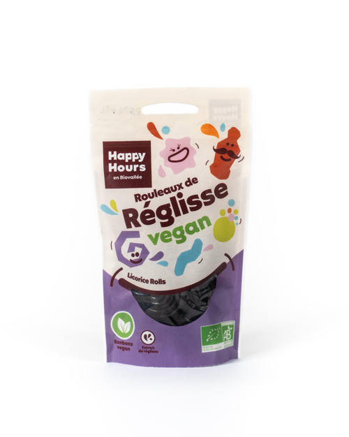 Visuel 1 du produit Sachet réglisse rouleau vegan bio Happy Hours en Biovallée - 115 g