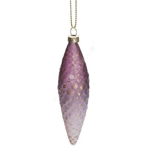 Visuel 1 du produit Suspension ornement pomme de pin coloris violet en verre - 3 x 3 x 11 cm