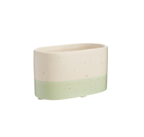 Visuel 1 du produit Jardinière duo Cactus coloris beige en céramique - 14 x 7 x 7,5 cm