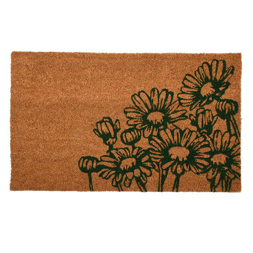 Visuel 1 du produit Paillasson coco marron motif fleurs vertes 75x45x1,7 cm