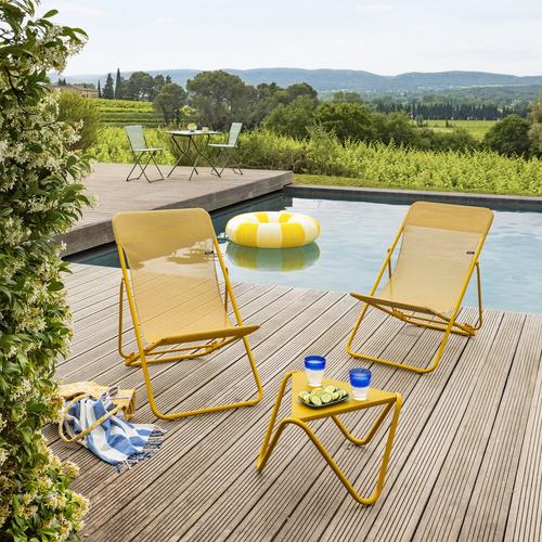 Visuel 5 du produit Fauteuil maxi transat colorblock Lafuma Batyline® coloris jaune en acier - 62 x 83 x 91 cm