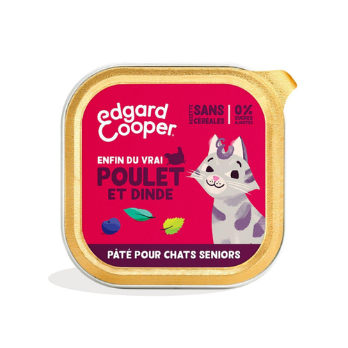 Visuel 1 du produit Pâtée pour chat senior au poulet et à la dinde sans céréales Edgard & Cooper - 85 g
