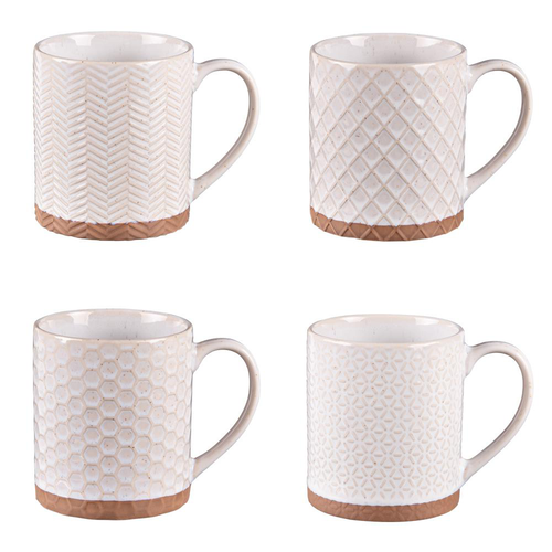 Visuel 1 du produit Coffret de 4 mugs Jaspe coloris beige en grès - Ø 8 cm