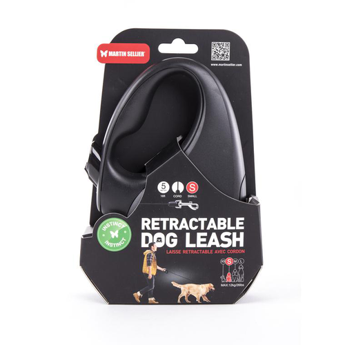 Visuel 1 du produit Laisse cordon avec enrouleur Instinct noire 5 m