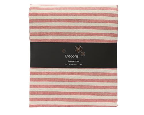 Visuel 1 du produit Nappe rectangulaire en coton blanc rayée lurex rouge grand modèle - 240 x 140 cm